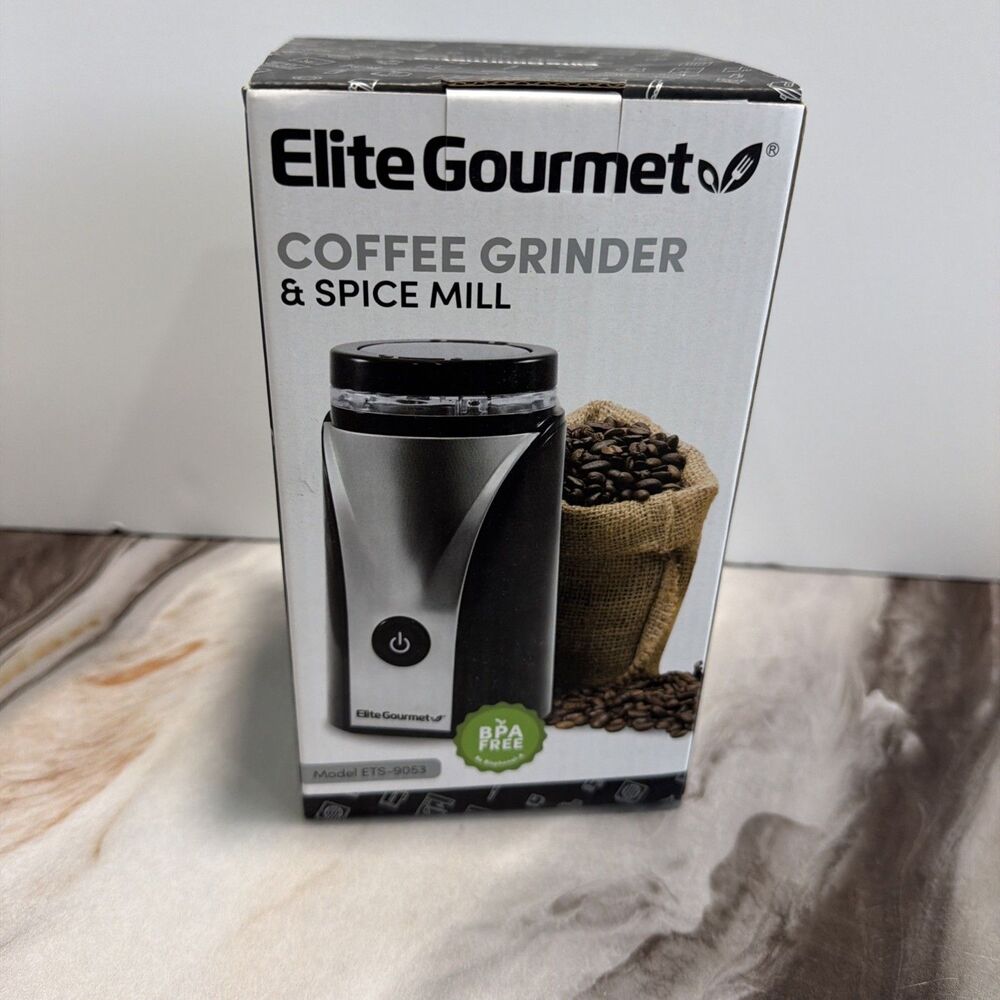 Elite Gourmet Coffee Grinder & Spice Mill ETS-9053 Stainless Steel Blades NEW